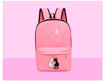 4-Piece School Bag Set/ backpack Children School Bags For Girls Boys Canvas School Bag Fashion Kids - black