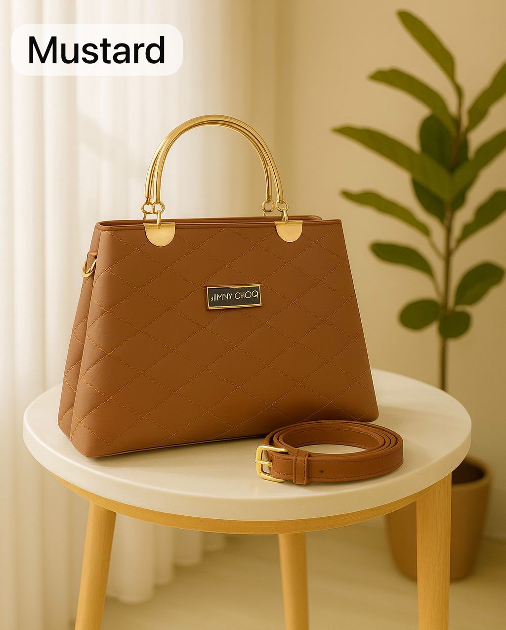 Premium Quilted Faux Leather Handbags with Golden Metal Handles - Elegant Shoulder Tote Collection (Black)