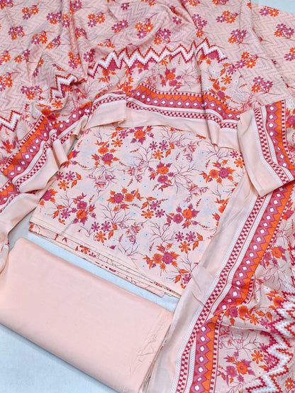 WRINKLE FREE LAWN UNSTICHED DRESS