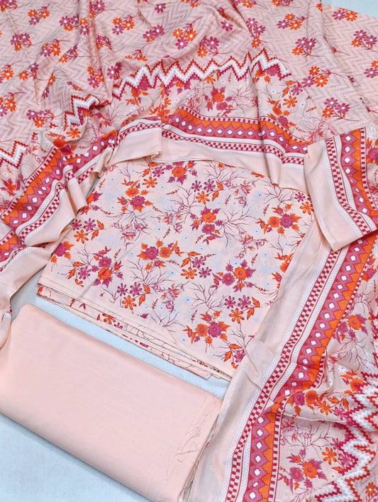 WRINKLE FREE LAWN UNSTICHED DRESS