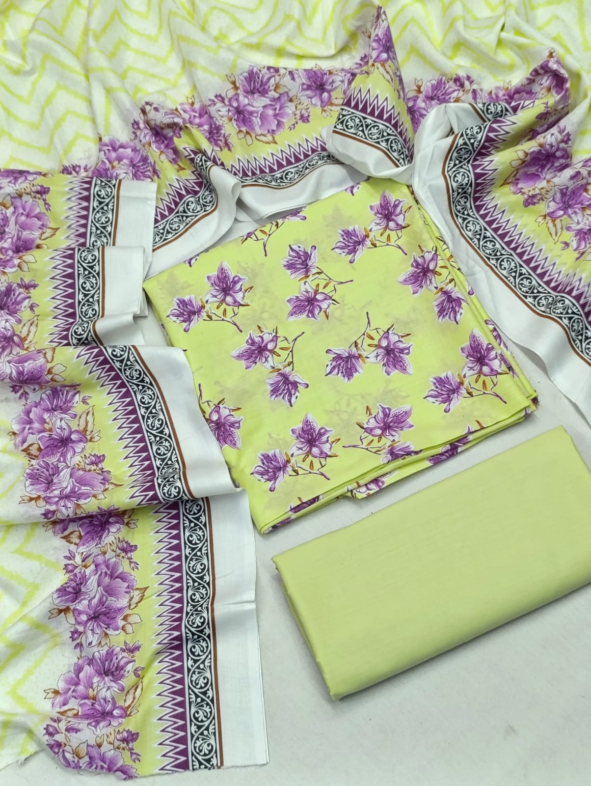 WRINKLE FREE LAWN UNSTICHED DRESS