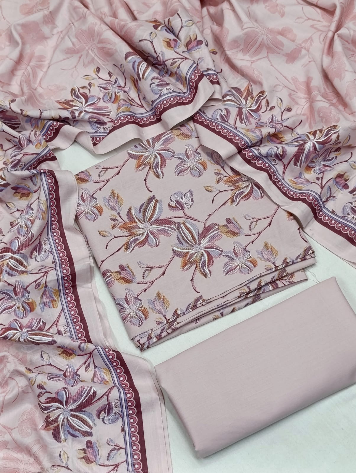 WRINKLE FREE LAWN UNSTICHED DRESS