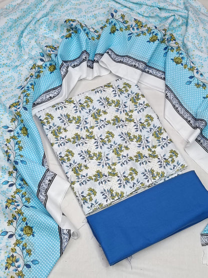 WRINKLE FREE LAWN UNSTICHED DRESS