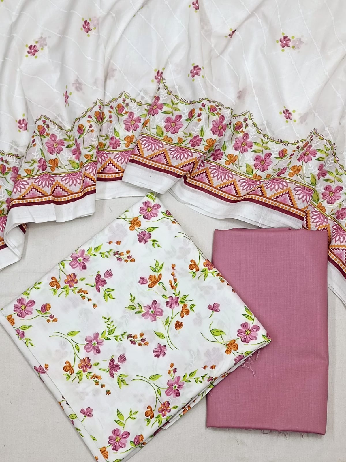 WRINKLE FREE LAWN UNSTICHED DRESS