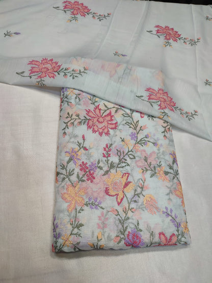 Bareeza Khaddi lawn Cross stitch work