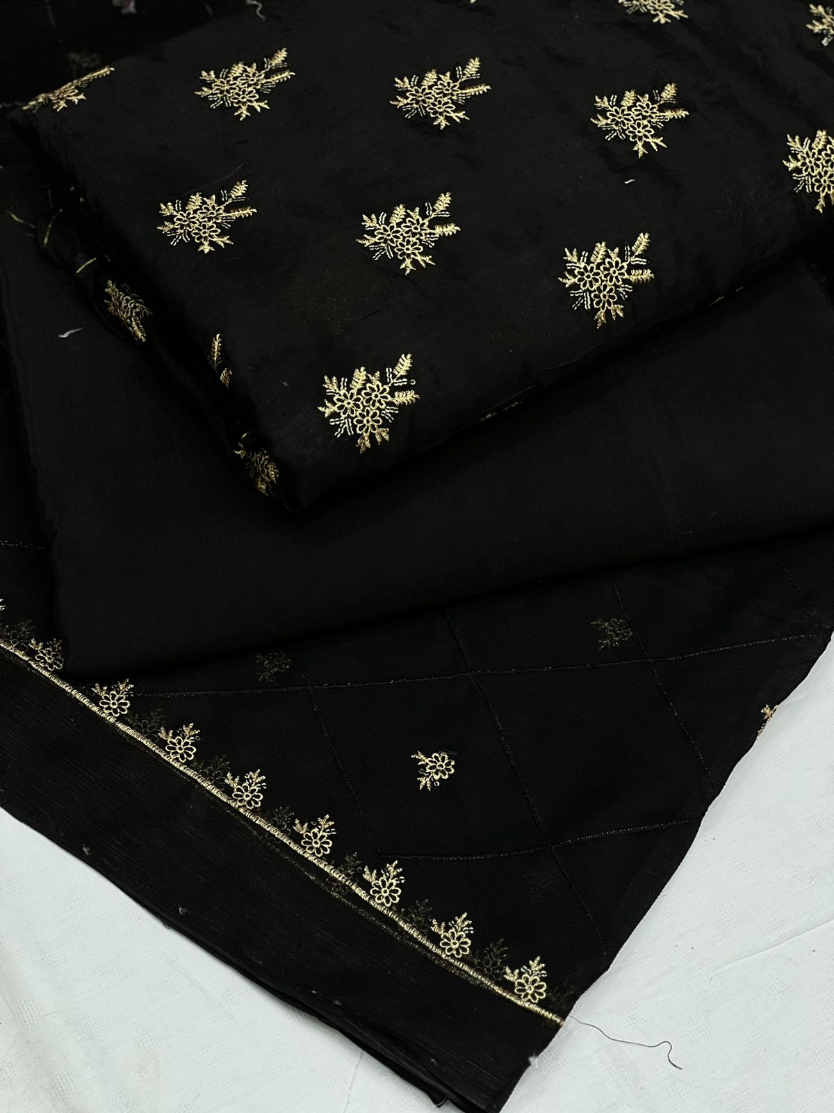 PREMIUM RAW SILK EMROIDERED UNSTITCH DRESS