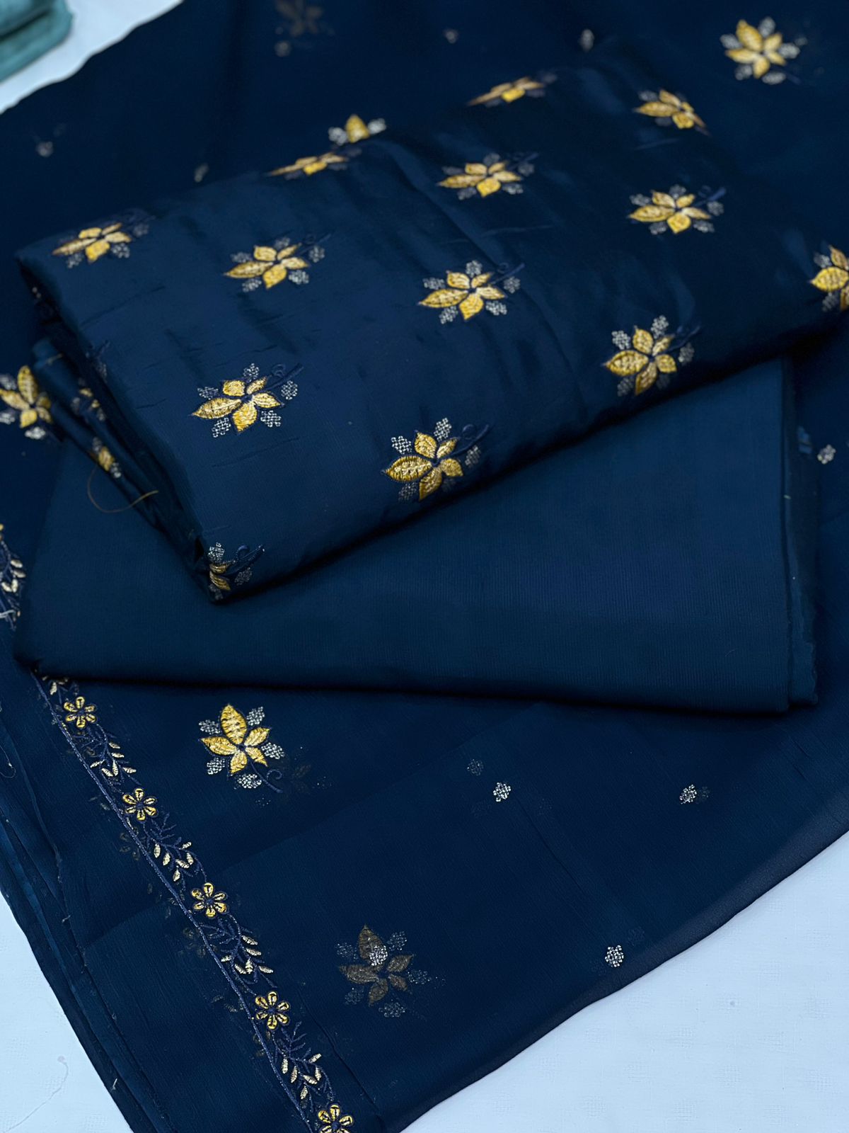 PREMIUM RAW SILK EMROIDERED UNSTITCH DRESS