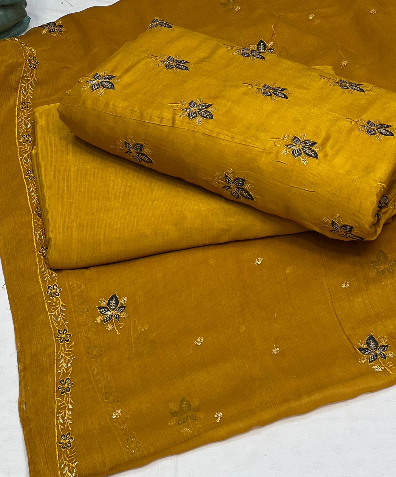 PREMIUM RAW SILK EMROIDERED UNSTITCH DRESS