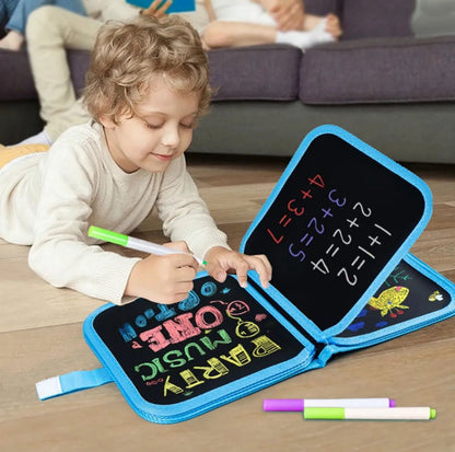 Erasable & Reusable Doodle Magic Blackboard Book with 3 Color Markers –