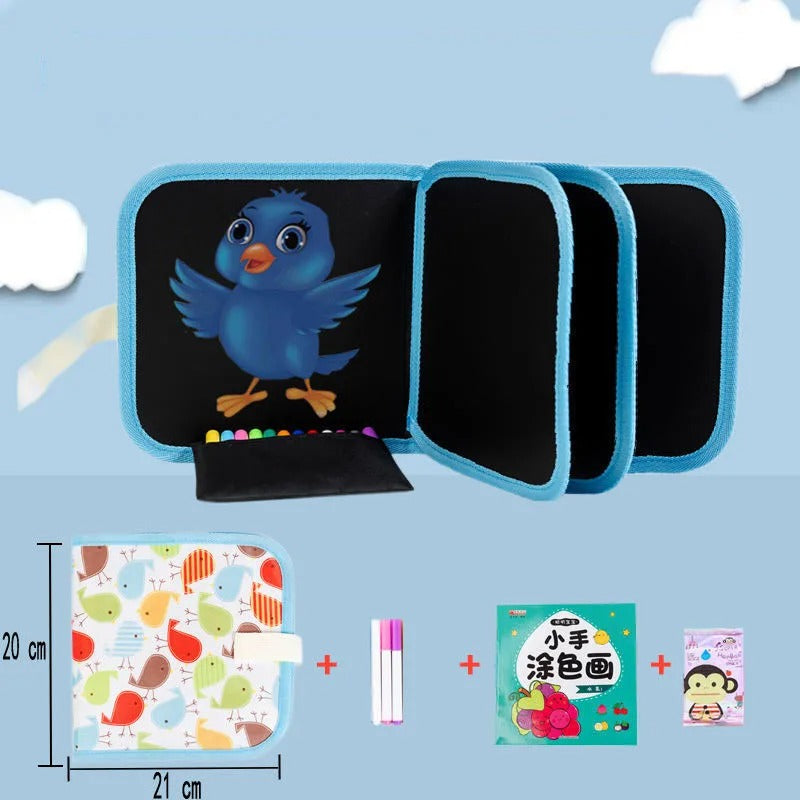 Erasable & Reusable Doodle Magic Blackboard Book with 3 Color Markers –