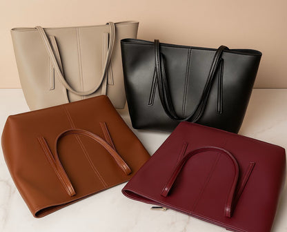 1 Piece Tote Handbag Elegant Design Premium Quality Smooth Finish Easy Carry - Black