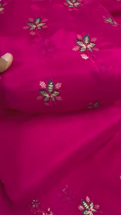 PREMIUM RAW SILK EMROIDERED UNSTITCH DRESS