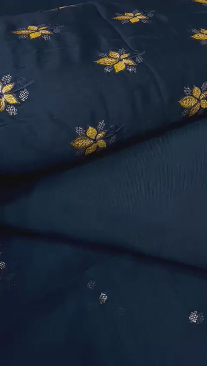 PREMIUM RAW SILK EMROIDERED UNSTITCH DRESS