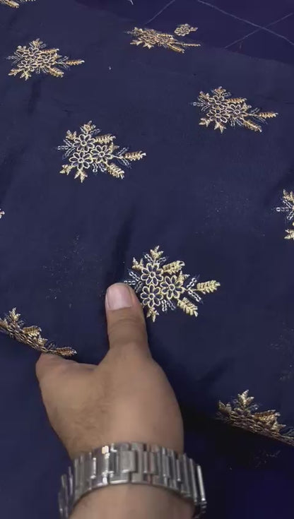 PREMIUM RAW SILK EMROIDERED UNSTITCH DRESS